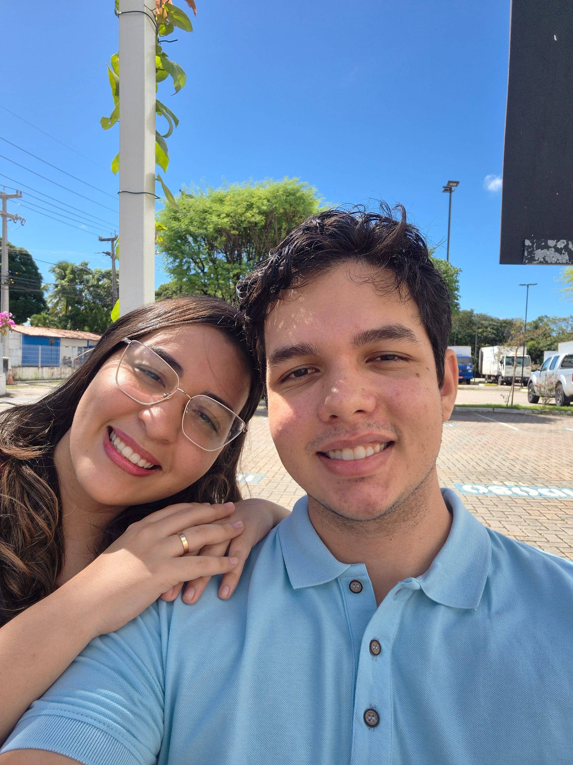 Selfie do casal no Manaíra Shopping